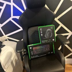 Razer bundle, iskur v2 chair black, black widow v3 tenkeyless, blackshark v2 pro wireless.