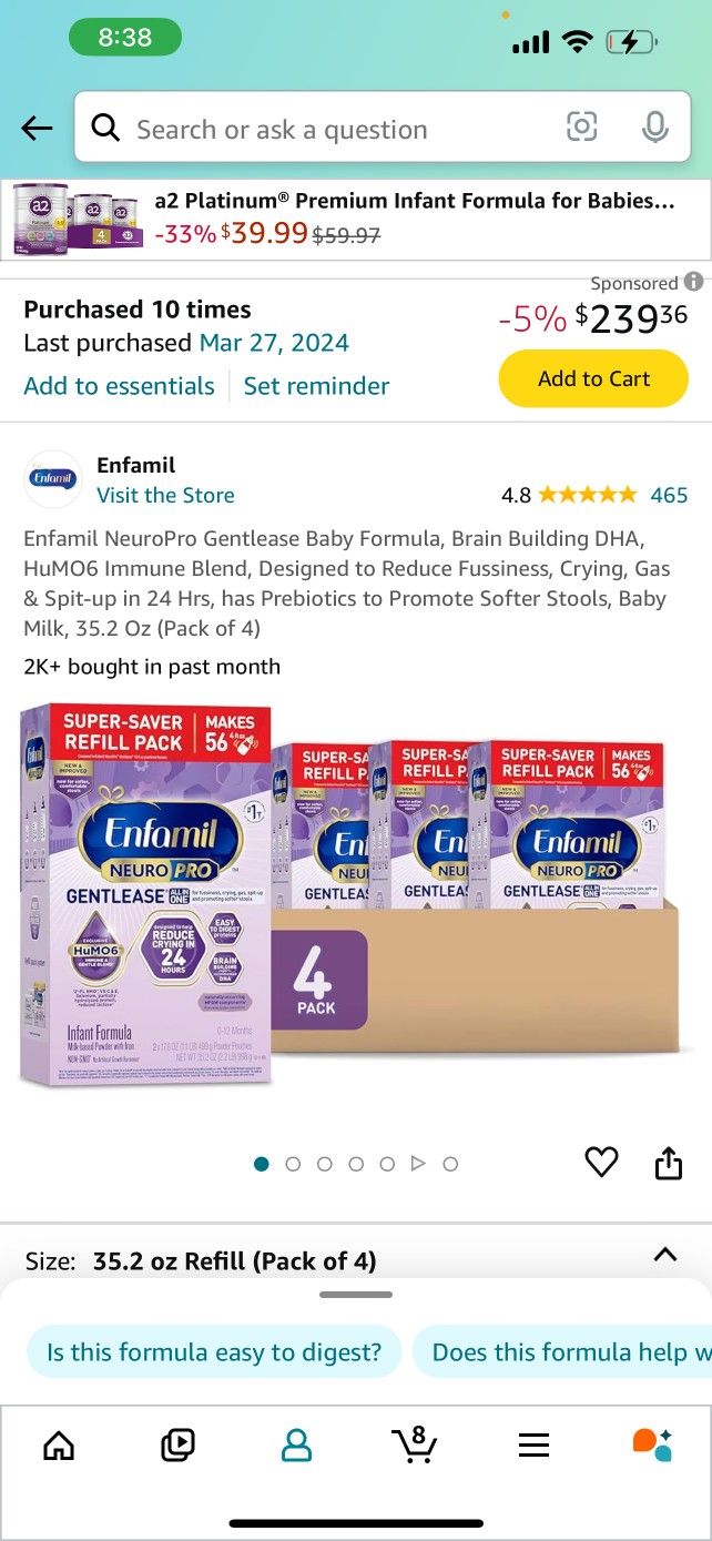 Enfamil Gentlease $120