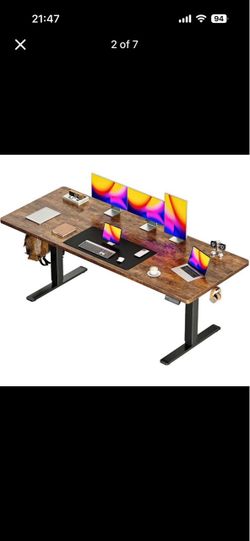 71” Electric Standing Desk – Rustic Brown