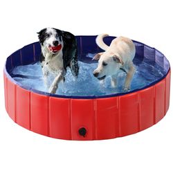 Foldable PVC Pet Swimming Pool Bathing Tub, 63"