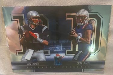 Tom Brady and Drake Maye 2024 Topps Signature Class Paramount Pairings