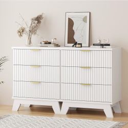 Fluted nightstand set for Bedroom with 3 Drawers, 24" Wide Modern Chest of Drawers with Metal Handle, Wooden Dresser TV Stand, Wood Closet Clothes Sto