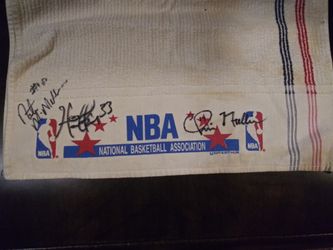 1997 NBA, SONICS, GAME USED, SIGNED TOWEL