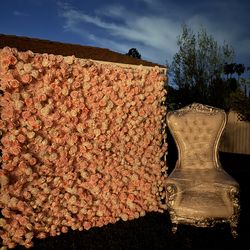 Flower wall backdrop and throne chair Silver
