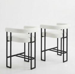 Pair of Pearl White Barstools - AH1274