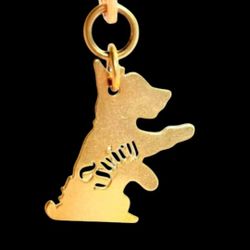 Y2k Vibes Juicy Couture Irish Scottie Gold Plated Tag With Rhinestone Chains 