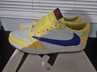 Nike Jordan 1 Low Travis Scott Elkins High School Canary Yellow  Size 9.5 Men 11 Women