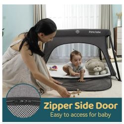 Babe Travel Crib Lightweight Baby Playard with Mattress Compact Play Yard with Detachable Legs
