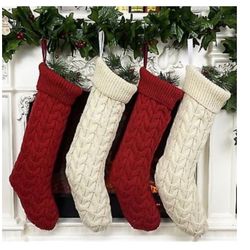 Set Of 4 Knitted Woolen Gift Christmas Socks 