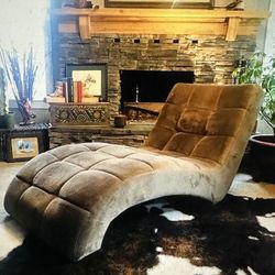 Microsuede Upholstered Armless Chaise Lounge - Tufted