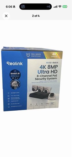 Reolink NVS8-8MD4 4K 8MP Dome Cameras 8-Channel 2TB NVR DVR Security System Camera 4 Pack New