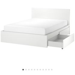 Malm Queen Bed Frame With 4 Drawers Of Storage