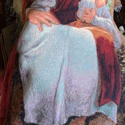 Large Woven Tapestry /Throw  …JESUS And Child  NOW!$59