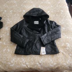 Levi's® Women's Asymmetrical Faux Leather Sherpa Lined Hooded Moto Jacket s: M