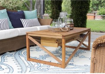 Outdoor Coffee Table with Beverage Cooler