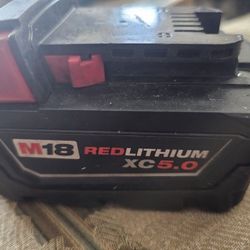 Milwaukee M18 XC 5.0Ah Red Lithium Battery 48-11-1850 18V ,GENIUNE Like New, FIRM , NO OFFER. 