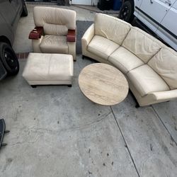  Leather Couches Table And Chair 