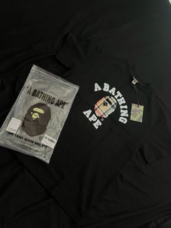 BAPE College Plaid Ape Head Tee Black Size Large