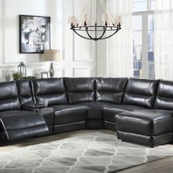 6 PIECE POWER RECLINING SECTIONAL/ Black & gray Colors available. 