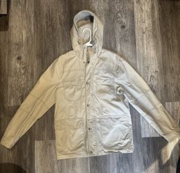 Express Men's Beige Hooded Utility Jacket - Size M