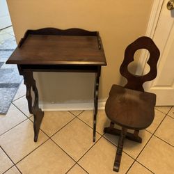 antique Phone Desk And Chair
