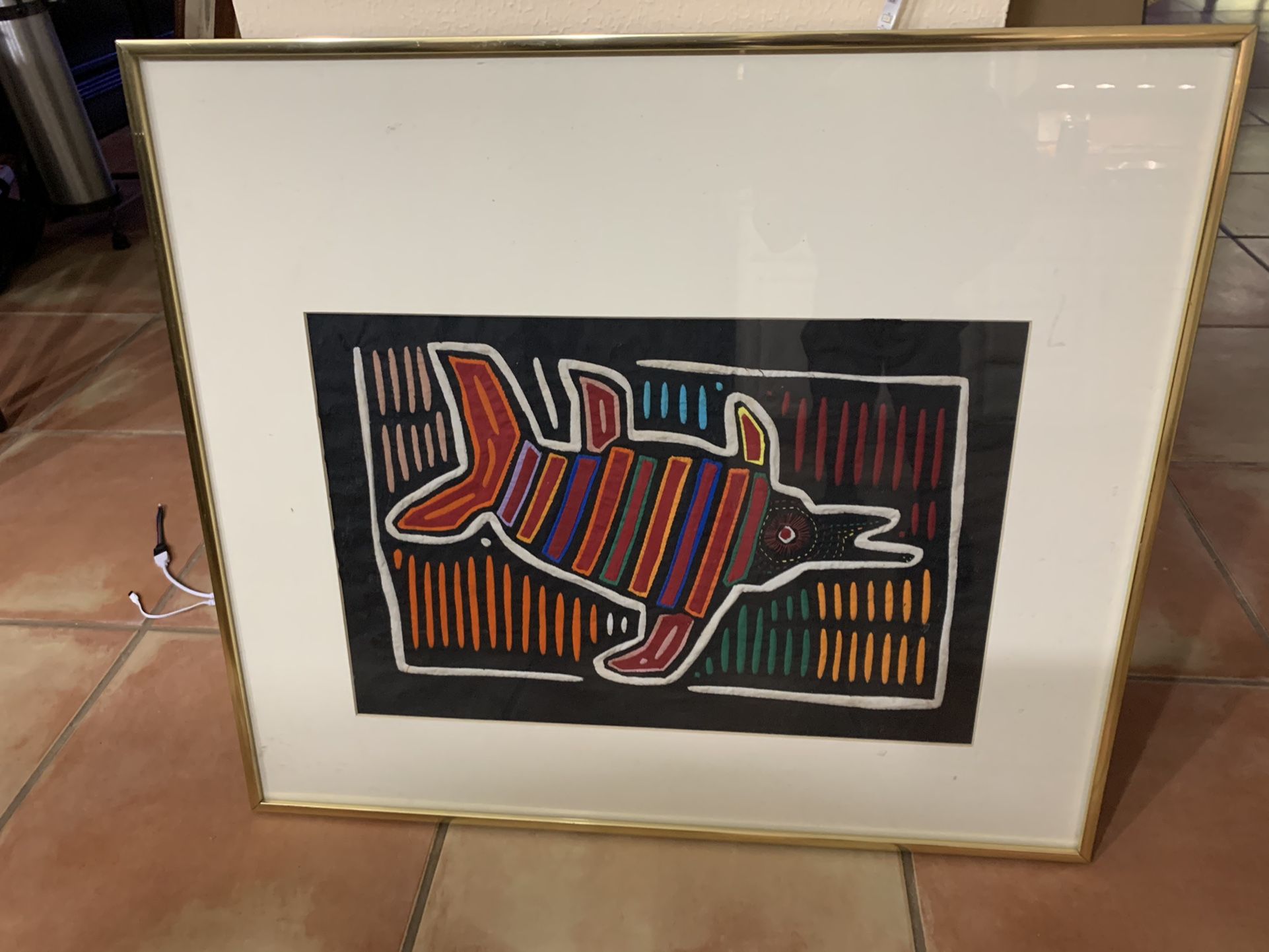 Embroided Fish With Glass Frame