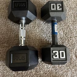 Pair of 30 LB Hex Dumbbells – $70