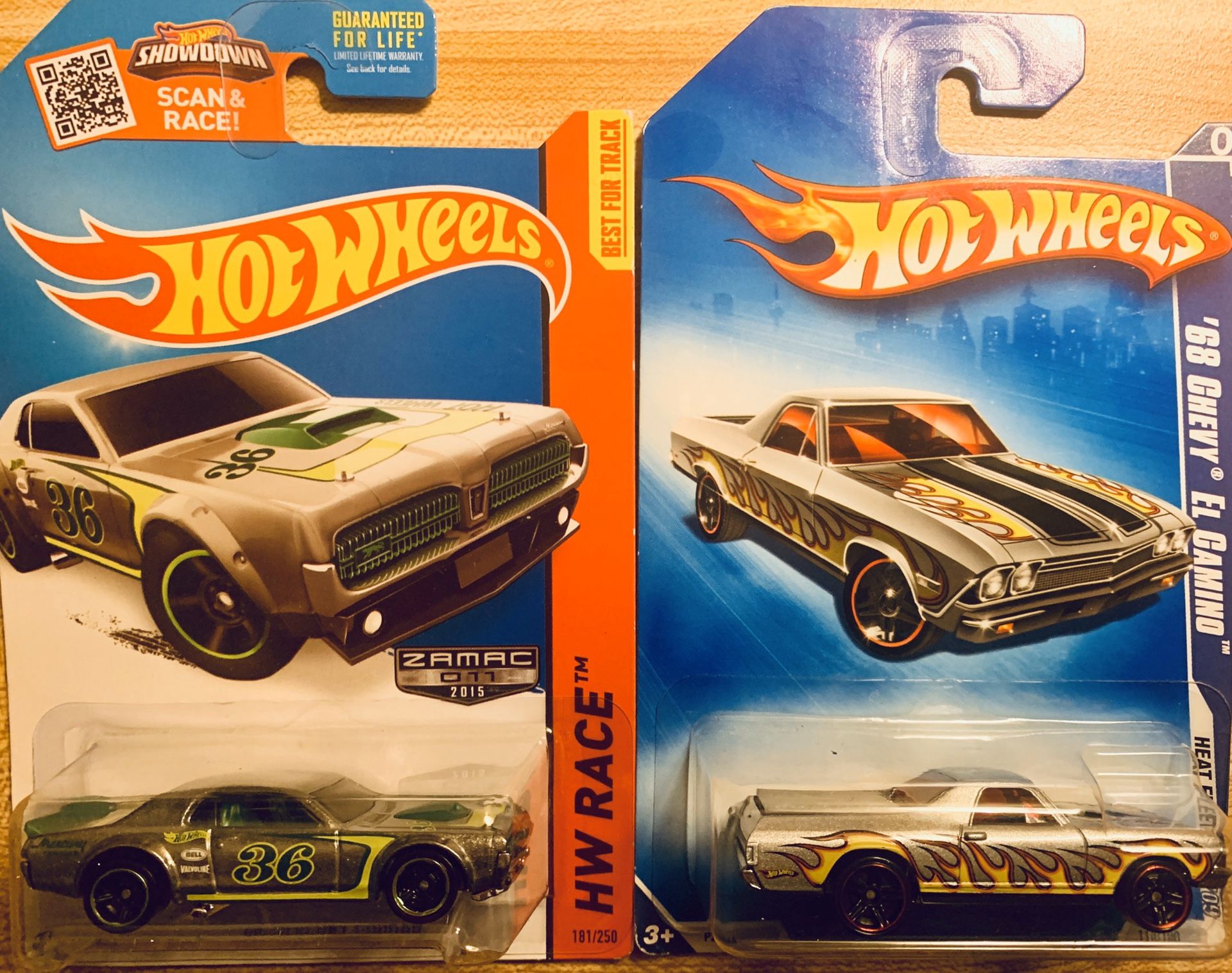 Hot Wheels Zantac 2pack includes 2015 ‘68 Mercury Cougar & 2009 “68 Chevy El Camino heat fleet unopened