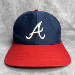 Atlanta Braves Snapback Baseball Cap Hat White Stitched “A” Navy Crown Red Bill