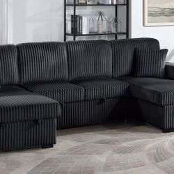New Sleeper Sectional Couch with 2 Chaise Storage! Includes Free Delivery 🚚!