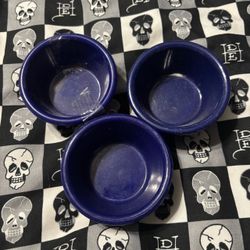 Y2K GET Set of 3 Blue Plastic Sauce Dip Dipping Cups