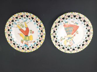 Vintage hand painted ceramic plates