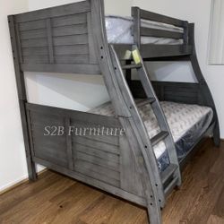 Twin Full Grey Bunkbed With Ortho Matres!