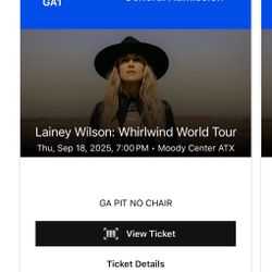Lainey Wilson Tickets (pit ) Pair 