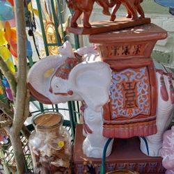  Cool large heavy porcelain elephant garden stool or plant stand