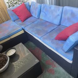 ⚡️ Patio furniture - Sectional Couch and Glass Top Table