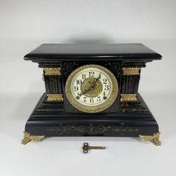 Auntique E. Ingraham Co. Eight-Day Half-Hour Strike Cathedral Tabel Clock - READ