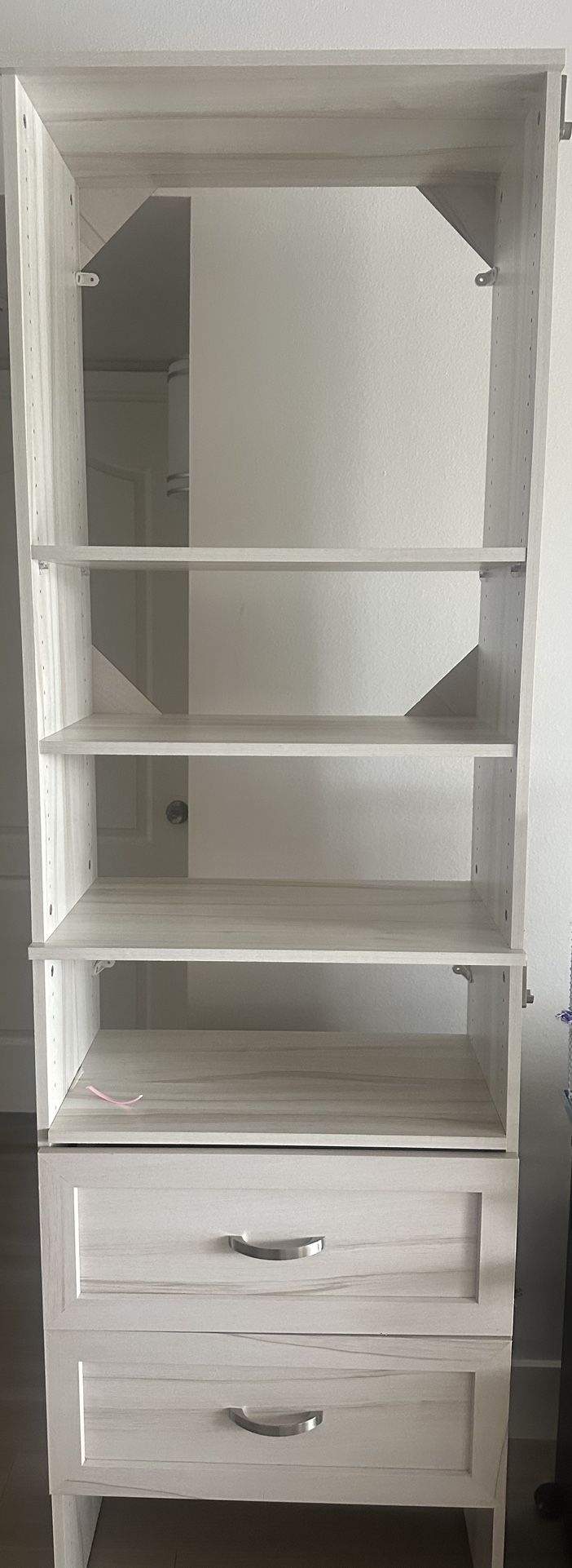 Closet Organizer with 2 Drawers and Shelves – Excellent Condition