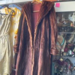 Antique Full Length Mink Fur Coat Size Large 