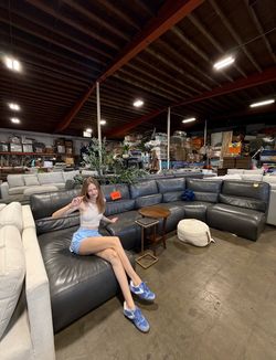 Dark grey power reclining sectional