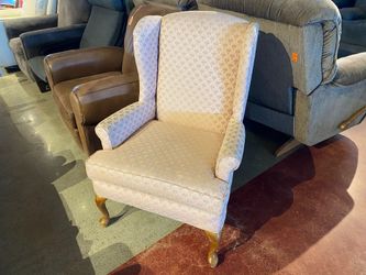 Pink Patterned Wingback Accent Chair
