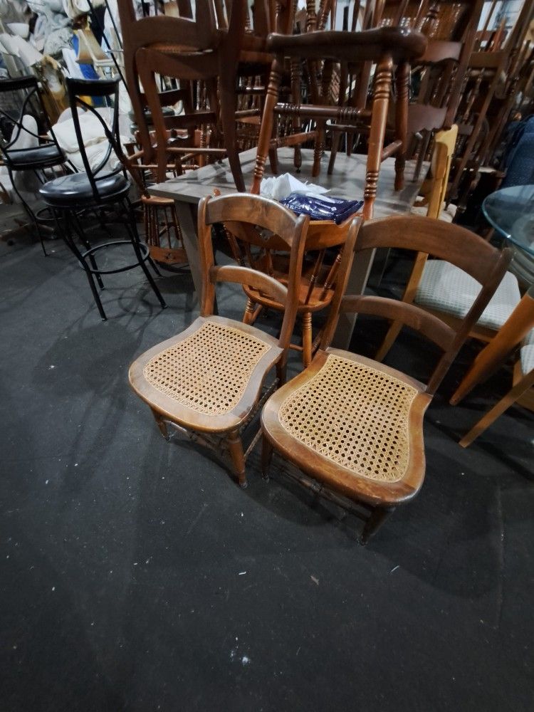 Pair Of Cane Dining Chairs 