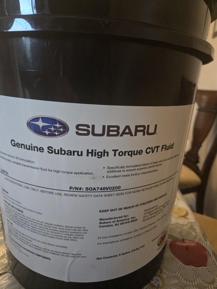 5 Gallons Genuine Subaru High Torque CVT Fluid 