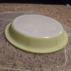 PYREX Canada milk glass pie dish chartreuse color