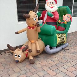 Student Driver Elf Crashed Sled And Reindeer Scene