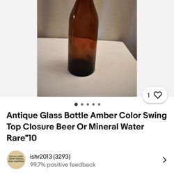 Antique glass Bottle Amber Color Swing Top Closure