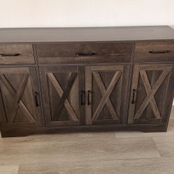 Modern Dark Wood Storage Cabinet / Sideboard Buffet Console – Excellent Condition