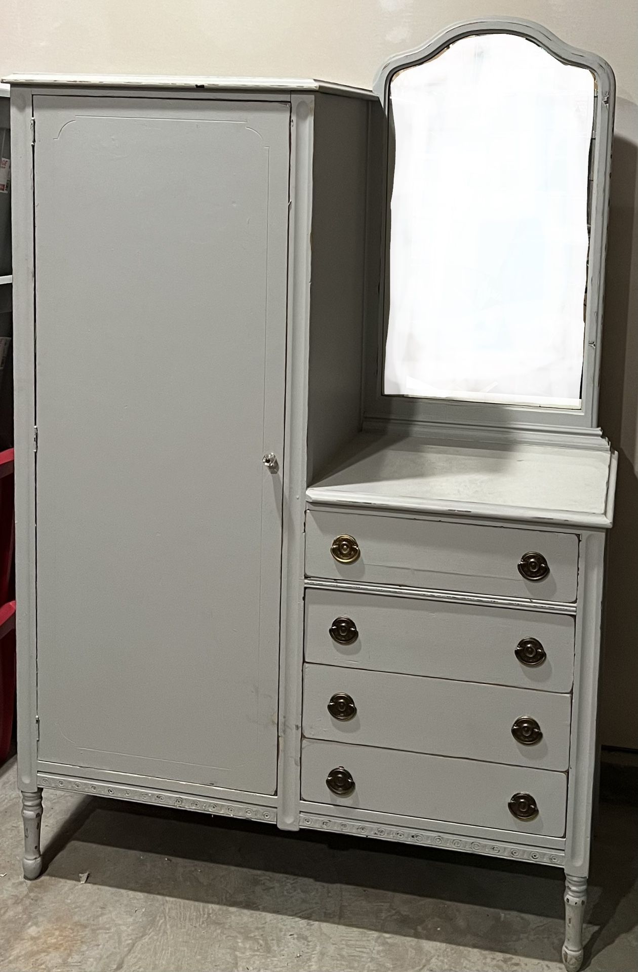 Unique Antique Armoire / Wardrobe & Dresser Combo