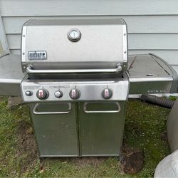 Weber Genesis grill. Still fires up but needs to be cleaned. No tank.
