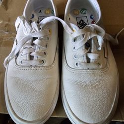 White Leather Vans Shoes